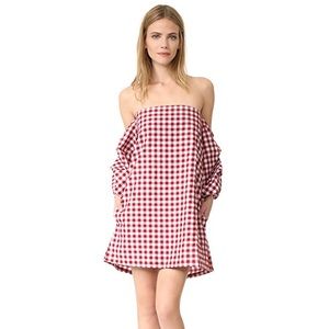 mlm label gingham mini dress in chili check red